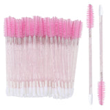 100pcs Eyelash Brush Lip Brush, Dual Ended Eyelash Extension Brush, Pink Mascara Wands and Lipstick Applicator, Portable Makeup Brush for Eyebrow, Lip Gloss and Lash Extension