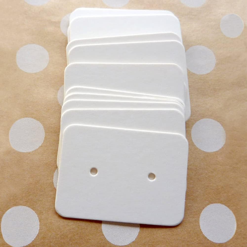 200 PCS Earring Display Cards,White Paper Earrings Tags, 1.10" x 1.57" Ear Stud Earring Card for Handmade Earrings, Studs Selling and Small Jewelries (White)