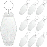 10 Pcs Modern Glitter Rhombus Keychain Tags, Clear Transparent Plastic Motel Keychains with Glitter & Key Rings, Customizable Luggage Tags & Room Labels