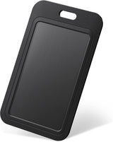 3 Pack Sliding ID Badge Holder Hard Black Vertical Plastic Card Case Protector Pouch with Clear Window for Office School ID Credit Cards Proximity Key Cards Driver’s Licenses and Passes