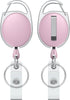 2 Pack Retractable Badge Reel for Badge Holder Pink Heavy Duty Retractable Keychain Strong ABS Casing with Stainless Steel Spring Coil 24 Inch Nylon Rope Carabiner Clip and Key Ring