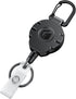Retractable Keychain Heavy Duty Carabiner Badge Holder Tactical ID Badge Reel for up to 8 oz with Stainless Steel Spring Coil 31.5 Inch Steel Wire Rope Retractable Lanyard Clip and Key Ring