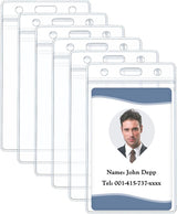 6 Pack Vertical ID Card Badge Holder Waterproof Clear Card Sleeve Case Cover Heavy Duty Card Protector Pouch with Resealable Zip for Proximity Key Card Driver’s License and Credit Card