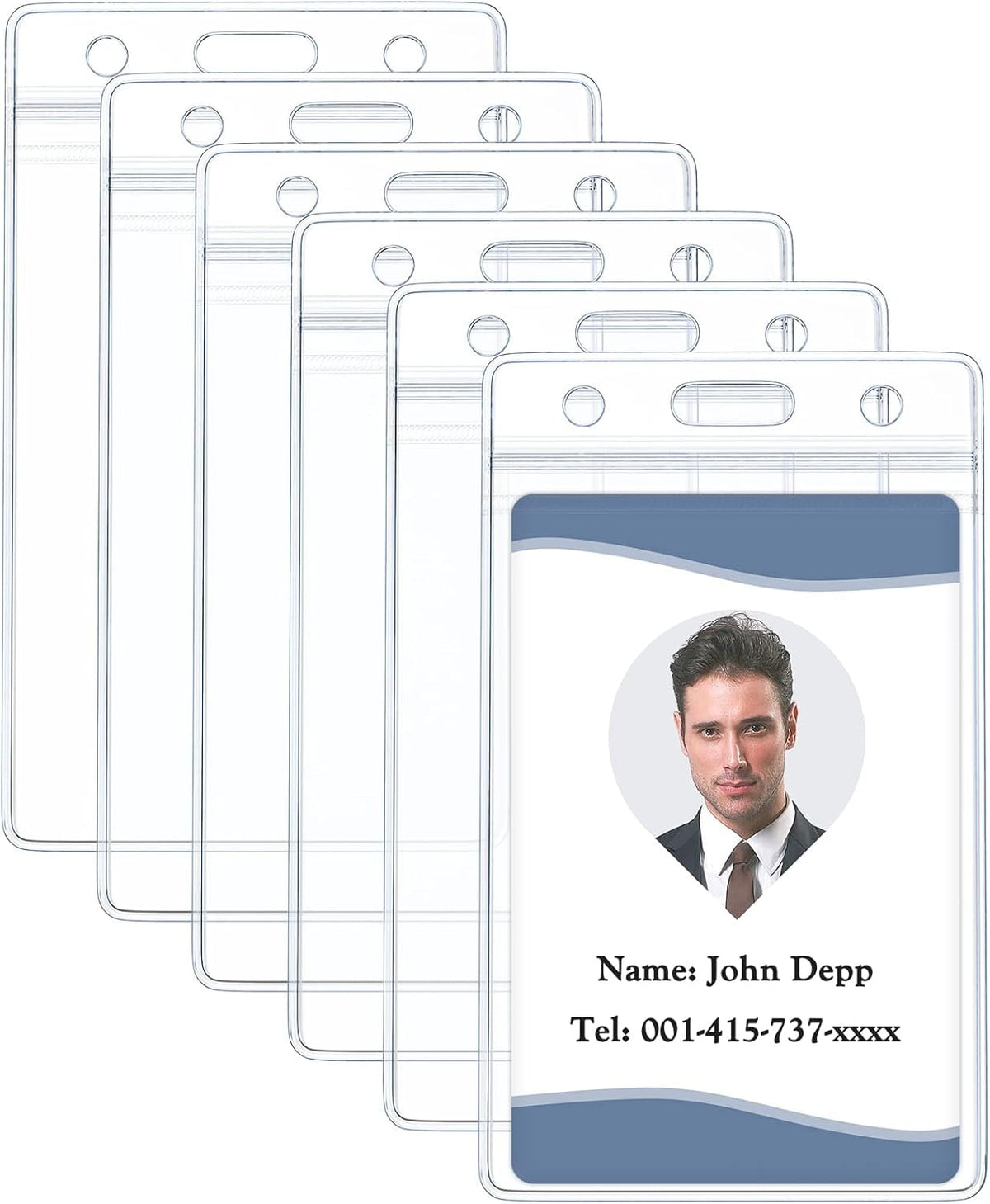 6 Pack Vertical ID Card Badge Holder Waterproof Clear Card Sleeve Case Cover Heavy Duty Card Protector Pouch with Resealable Zip for Proximity Key Card Driver’s License and Credit Card