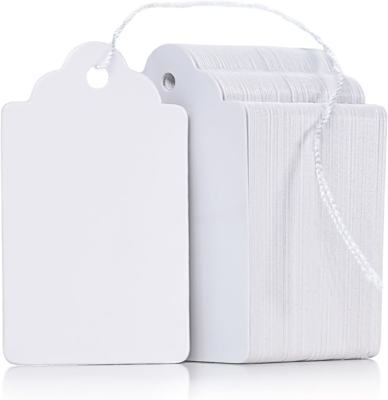 200 Pcs Price Tags 1.8 Inch Writable Price Labels White Price Display Tag for Pricing Clothing Jewelry Gifts Blank Hang Tag Merchandise White Marking Tags with Strings, 1.8" x 1"