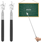 2 Pcs Telescopic Teachers Pointer Mini Retractable Finger Pointer Stick for Classroom Extendable Hand Pointer Classroom Pointer for Elementary School Kindergarten Teacher, up to 22.3" (Black)