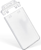 2 Pack Permanent Locking ID Badge Holder for Less Frequently Used Cards Vertical Hard Plastic Case Clear Card Protector Pouch for Passes Access Cards Student IDs Proximity RFID Key Cards