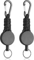 2 Pack Retractable Keychain, Retractable Key Holder, Heavy Duty Badge Reel for Keys and ID Card, Extendable Badge Holder Clip with Carabiner Paracord and Key Ring
