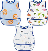 Waterproof Baby Bibs for Eating, Mess Proof Toddler Feeding Bibs for Girls Boys ﻿