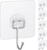 10 Pcs Large Adhesive Hooks for Hanging, 33 lbs (Max) Heavy Duty Wall Hooks, Clear Waterproof Picture Hangers, Self-Adhesive Sticky Hangers for Outdoor Bathroom Kitchen and Office