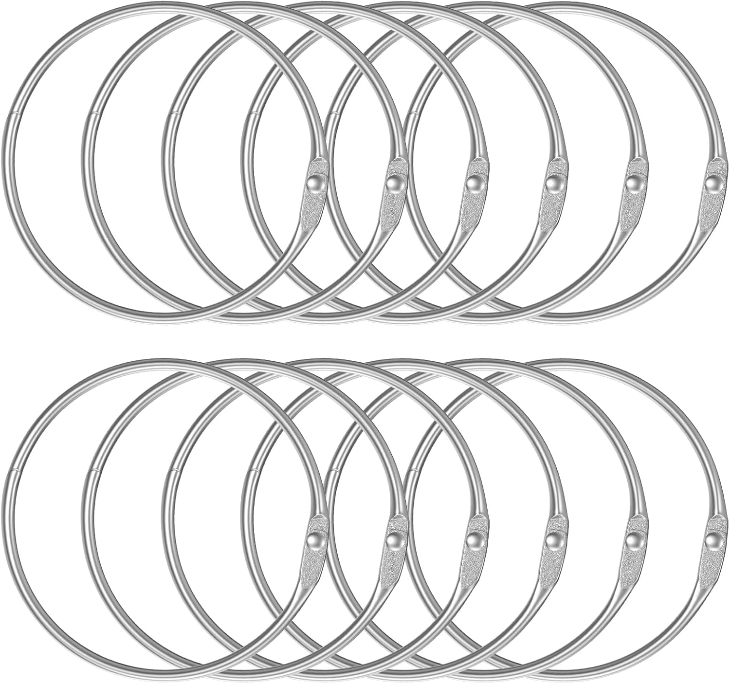 Loose Leaf Binder Rings 2 Inch Smooth Steel Book Rings for Index Cards Flash Cards Receipts Memos Photos and Files Heavy Duty Organizers Loops for Office School and Home Use, 12 Pack