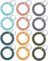 Wristlet Keychain Flexible Plastic Spring Spiral Coil Key Holder with Silver Key Ring Chain Holder Tag