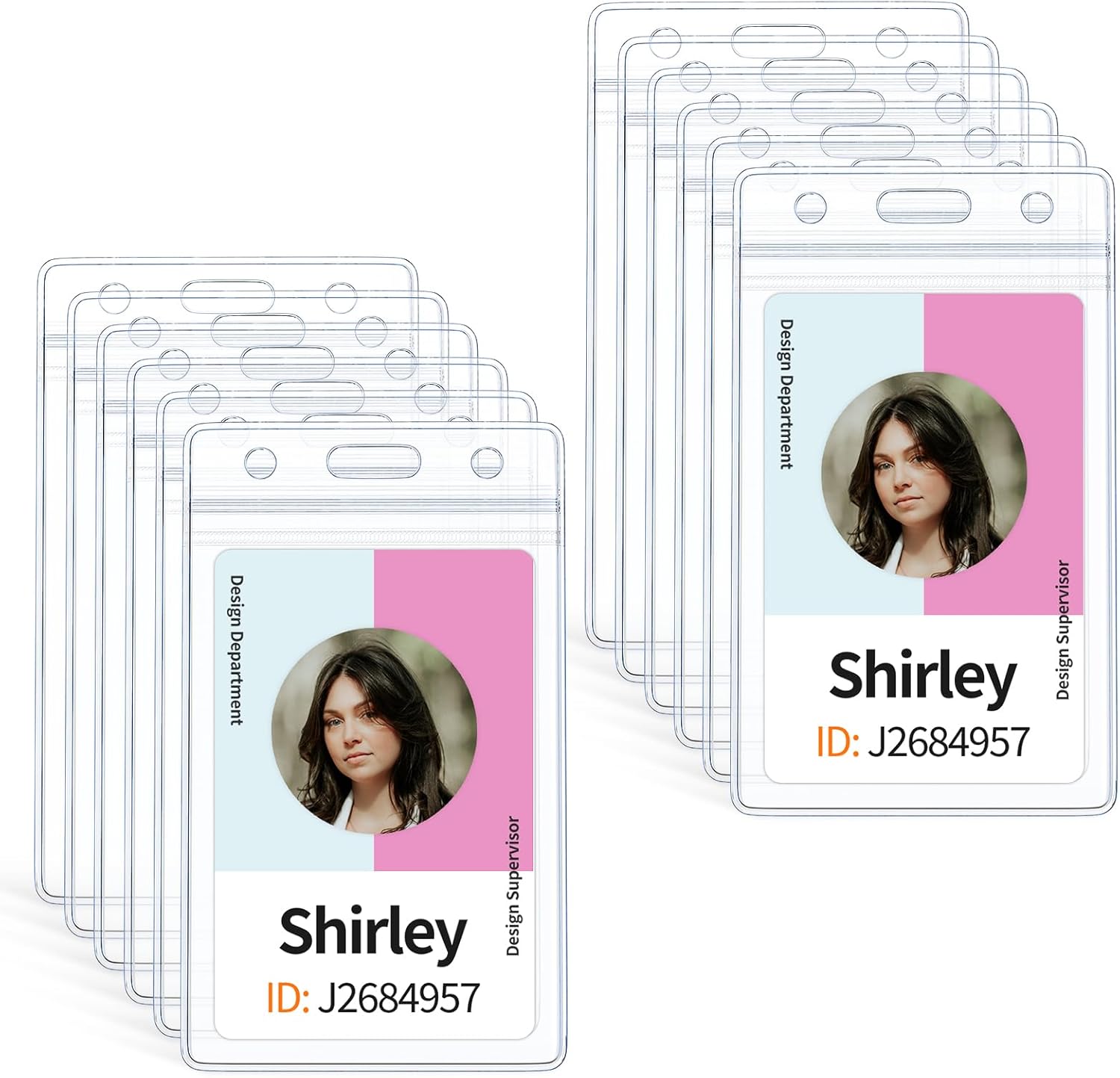 12 Pack Vertical ID Card Badge Holder Waterproof Clear Card Sleeve Case Cover Heavy Duty Card Protector Pouch with Resealable Zip for Proximity Key Card Driver’s License and Credit Card