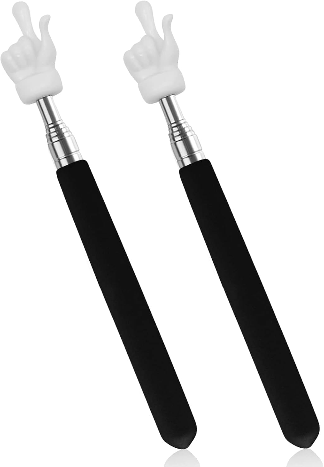 2Pcs Telescopic Teachers Pointer, Extendable Hand Pointer Finger Pointer Stick, Mini Retractable Classroom Pointer for Elementary School Kindergarten Teacher, Classroom Supplies (Black)