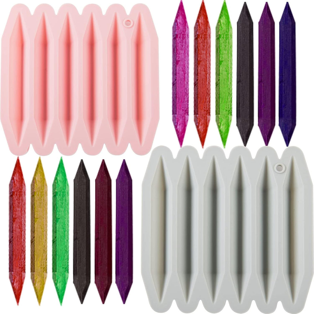 2 Pcs Crayon Mold Crayon Recycling Mold Cavity Double Tipped 3D Melted Crayon Molds Pure Silicone Oven DIY Crayon Shaped Mold Reusable Triangular Crayon Molds for DIY Making