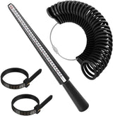 Ring Size Measuring Tool Includes Plastic Ring Sizer Mandrel Stick, Finger Sizing Ring Guage Measurer and 2 Pcs Finger Measure Tape for Women Men Jewelry Making