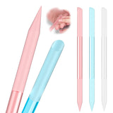 3 Pcs Glass Cuticle Pusher Nail File Cuticle Manicure Stick Remover Cuticle Tool Set Double Sided Crystal Glass with Grit Cuticle Care Stick for Women Girls Nail Salons Homes(Pink,Blue,Transparent)