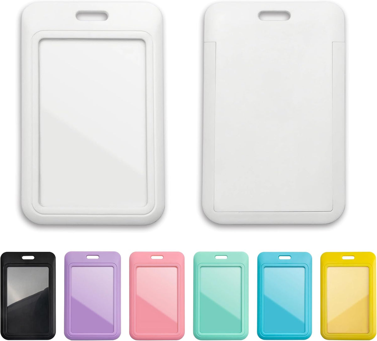 White sliding ID badge holder with clear front window.
