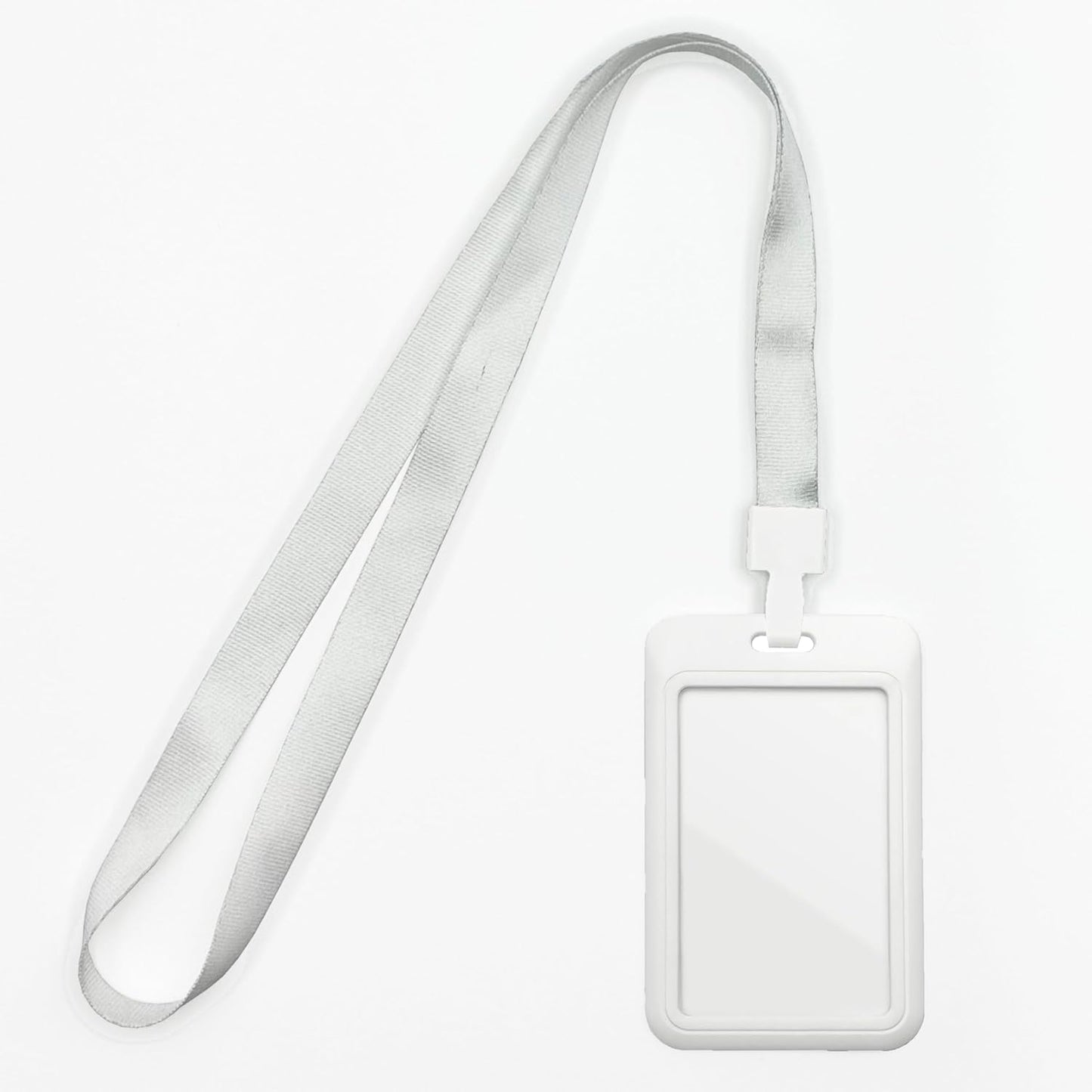 ID Badge Holder with Lanyard White Lanyards with Clear Window ID Card Holder for Office School Credit Cards Proximity Key Cards Driver’s Licenses and Passes