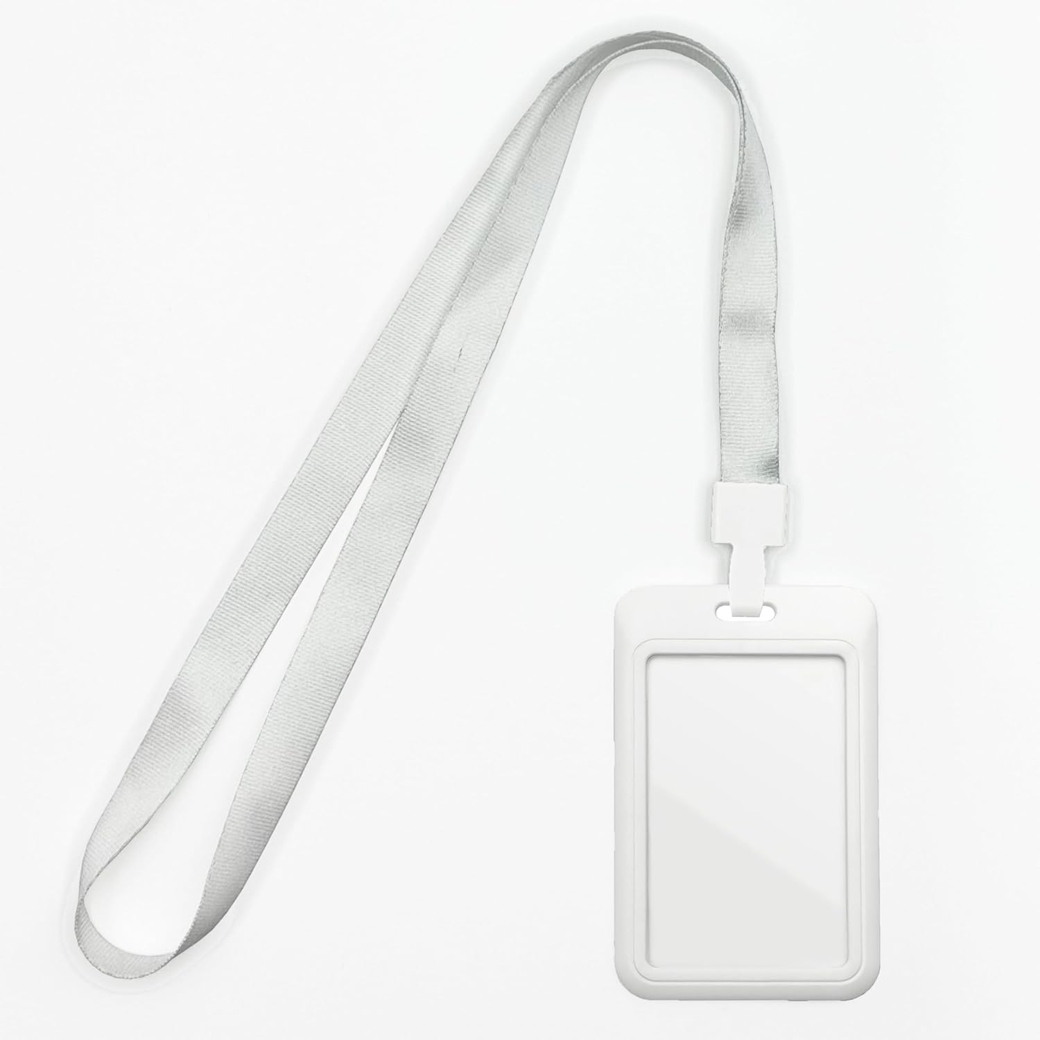 ID Badge Holder with Lanyard White Lanyards with Clear Window ID Card Holder for Office School Credit Cards Proximity Key Cards Driver’s Licenses and Passes