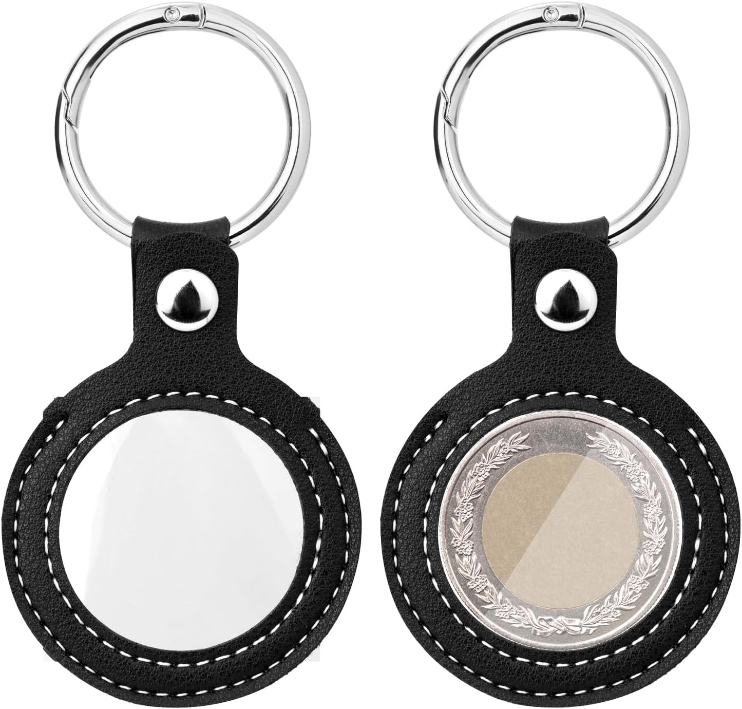 Coin Holder Keychain, 2 Pack Double-Sided Transparent Coin Display Case for AA Medallions, Challenge Coins, and Recovery Chips - Coin Collection Holder