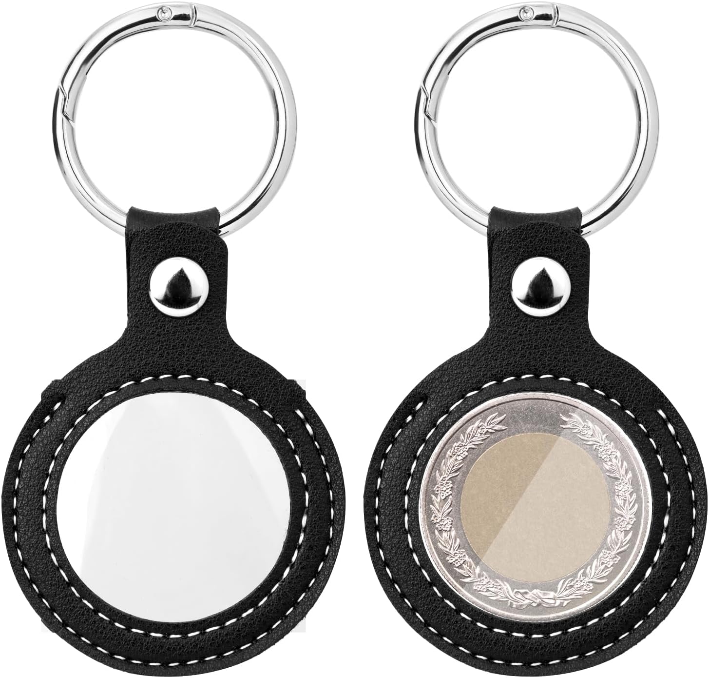 Coin Holder Keychain, 2 Pack Double-Sided Transparent Coin Display Case for AA Medallions, Challenge Coins, and Recovery Chips - Coin Collection Holder