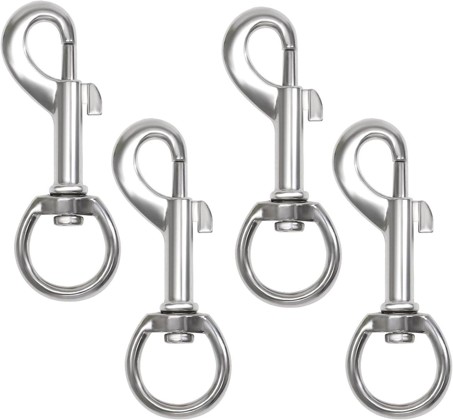 Flag Clips Flagpole Rope Hooks 4 Pcs Swivel Eye Bolt Snap Hooks, Stainless Steel Halyard Rope Clips for Dog Leash, Marine Boat & Diving