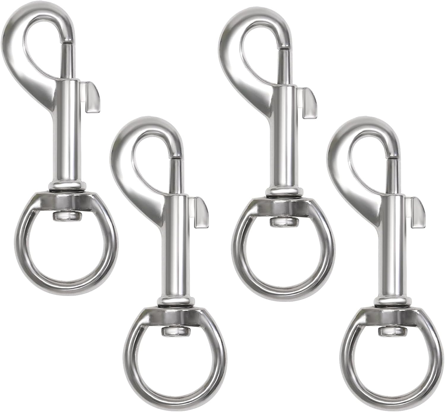 Flag Clips Flagpole Rope Hooks 4 Pcs Swivel Eye Bolt Snap Hooks, Stainless Steel Halyard Rope Clips for Dog Leash, Marine Boat & Diving