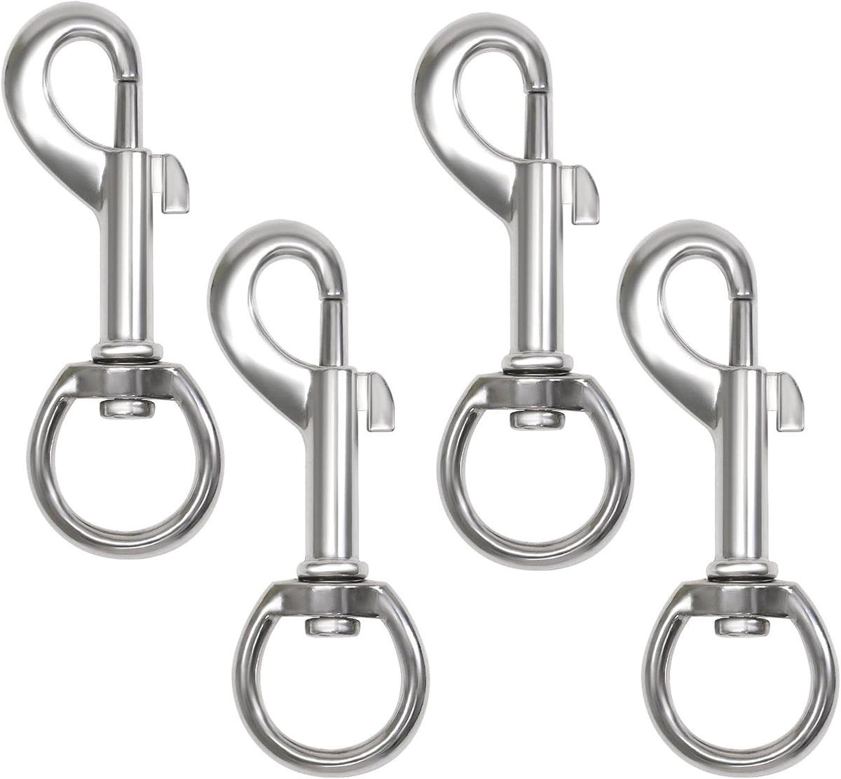 Flag Clips Flagpole Rope Hooks 4 Pcs Swivel Eye Bolt Snap Hooks, Stainless Steel Halyard Rope Clips for Dog Leash, Marine Boat & Diving
