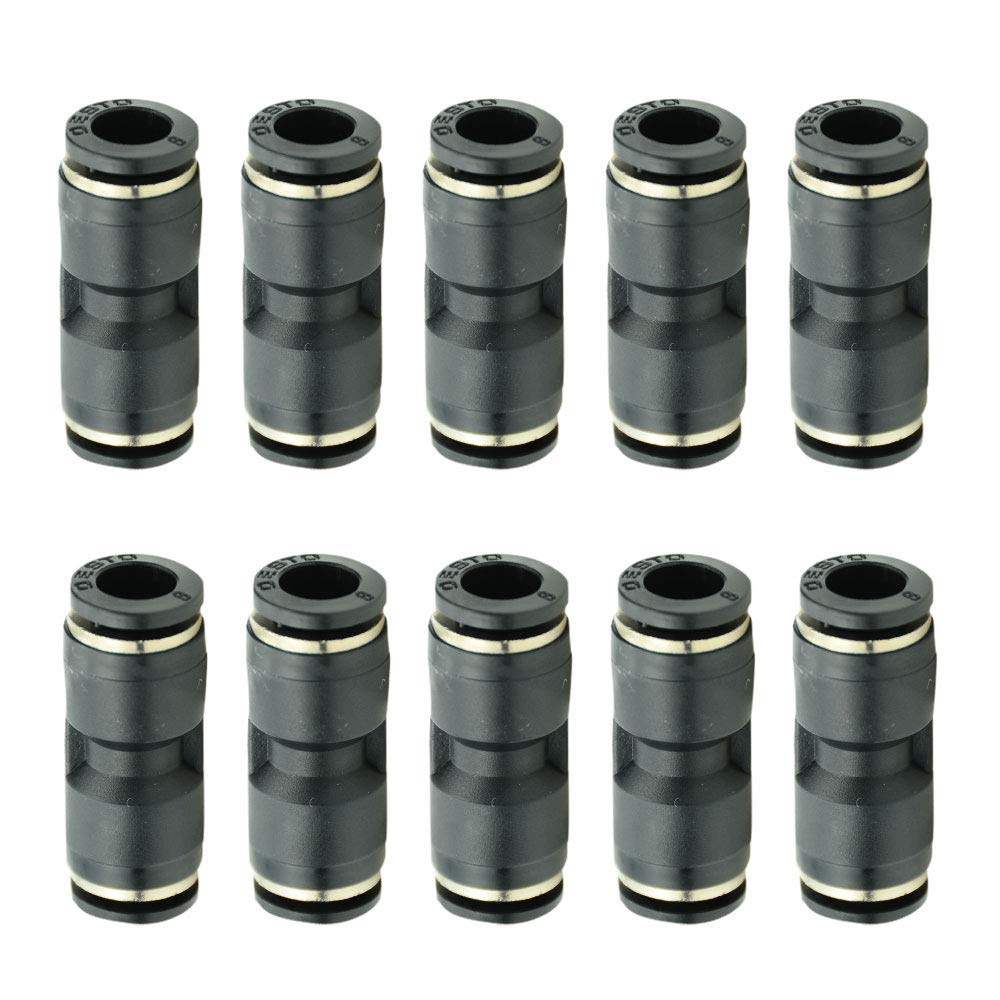 Push to Connect Air Fitting, 6mm x 6mm Tube OD Pneumatic Plastic Air Compressor Tubing Fitting Straight Connect (Pack of 10)