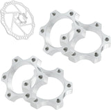 4 Pcs 44MM Bike Freewheel Threaded Hubs Disk Brake Adapter, 1.73-inch Aluminum Alloy 6-Bolt Disc Brake Rotor Flange Adapter, Silver