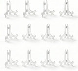 3 Inch Clear Plastic Easels or Stand/Plate Holders to Display Pictures or Other Items at Weddings, Home Decoration, Birthdays, Tables (12 Pack)