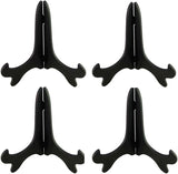 Black 4" Wood-Like Plastic Easels Plate Display Stands Picture Frame Stand Holder-Set of 4