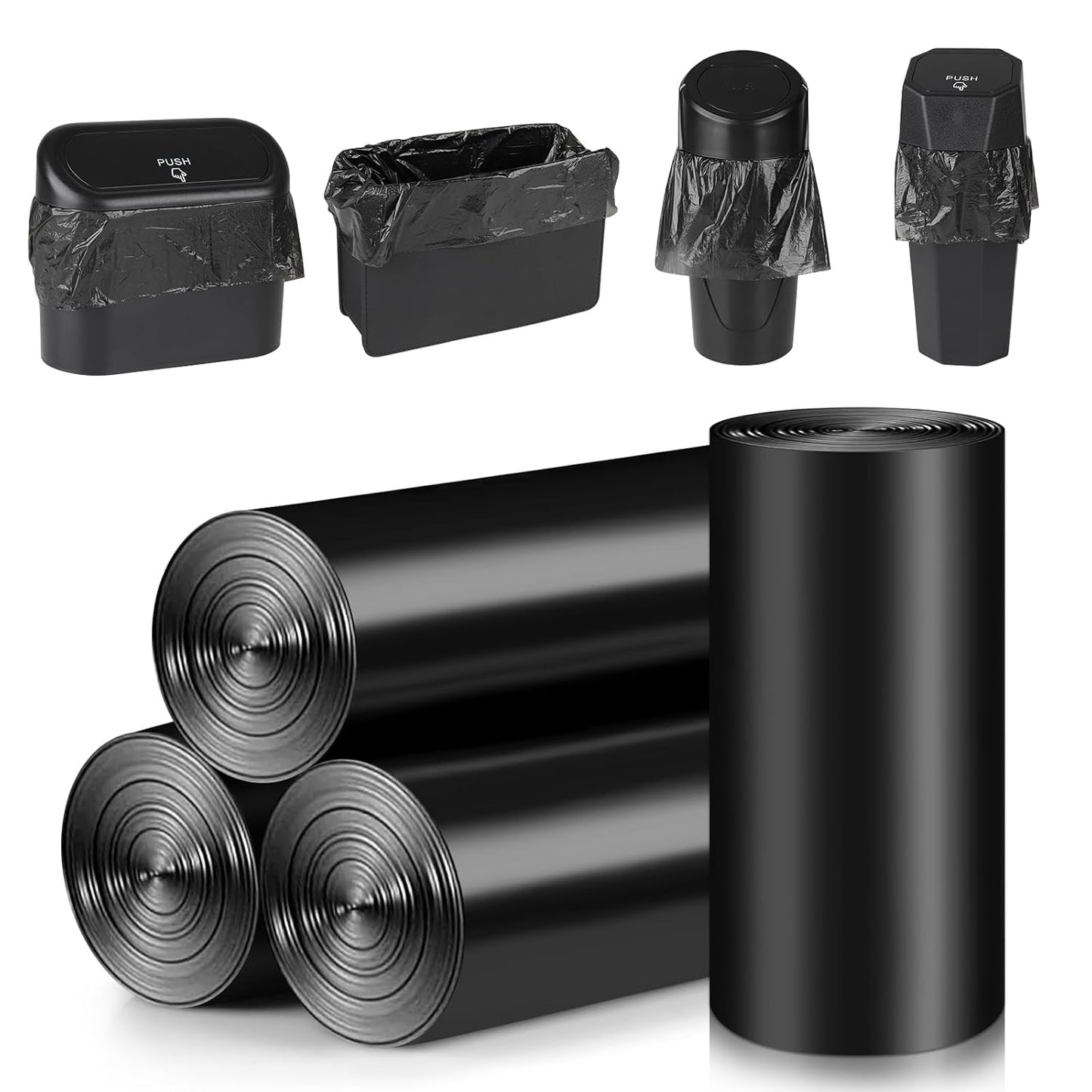 Mini Car Trash Can Bags for Auto Trash Bin, 120 Count Small Garbage Bags Organizer Tear-Resistant, Liner Refills (Vehicle Trash Can is not Included), Black