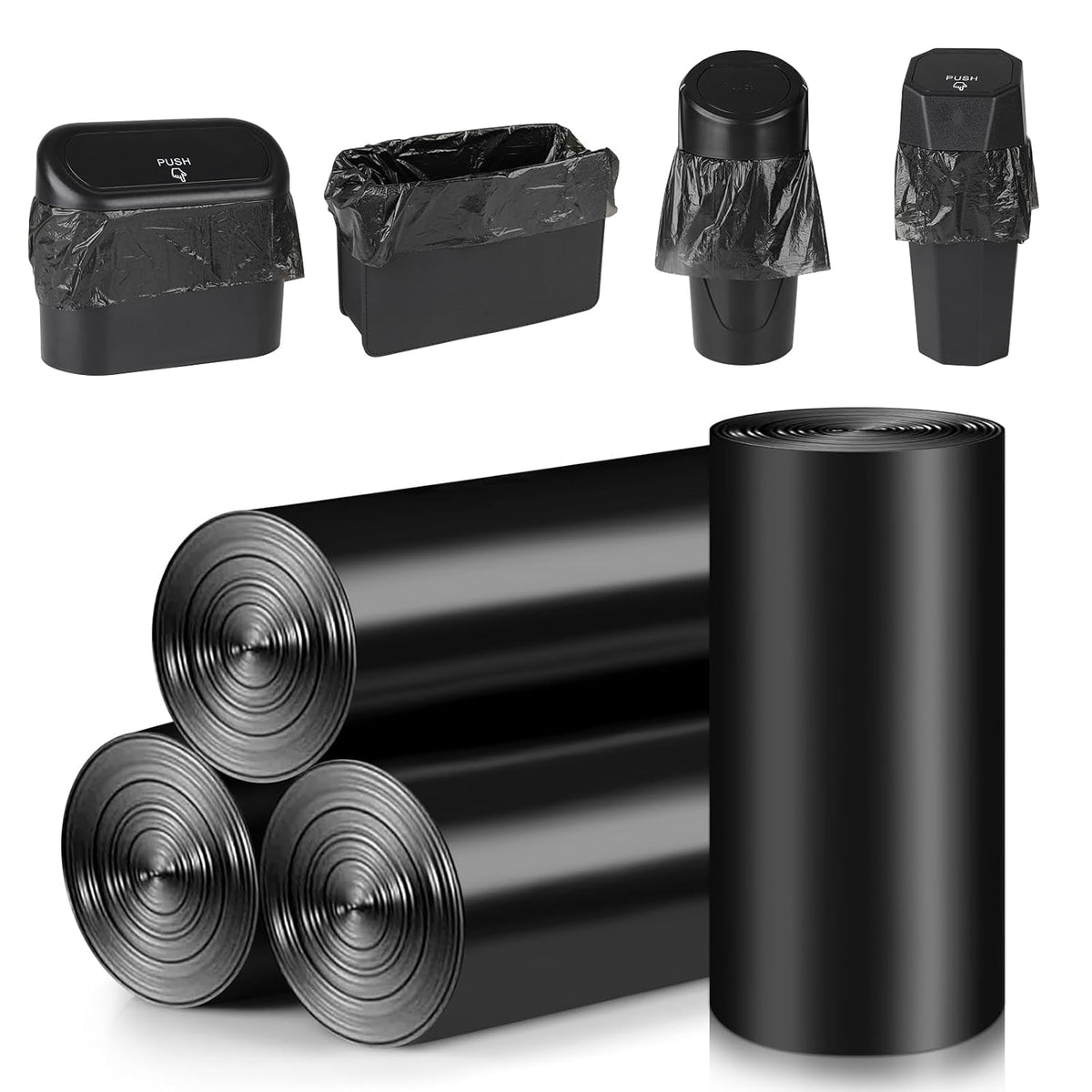 Mini Car Trash Can Bags for Auto Trash Bin, 120 Count Small Garbage Bags Organizer Tear-Resistant, Liner Refills (Vehicle Trash Can is not Included), Black