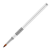 3D Nail Art Brush for Acrylic Powder, Kolinsky Acrylic Nail Brush, Silver Metal with Non-Slip Handle (Size # 2)