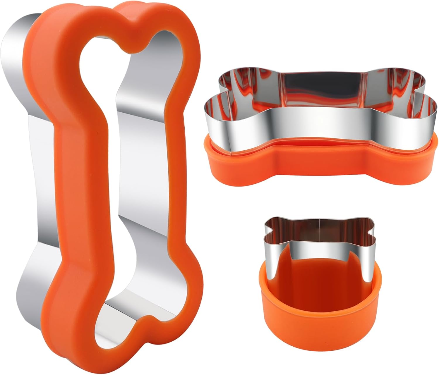 Dog Cookie Cutters Set 3 Piece -3 Different Sizes Of Dog, Bone, and Paw Print Cookie Mold Dog Bone Cutters Stainless Steel Shaped Cutters for Homemade Treats,Cakes and Cookies