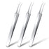 3 Pcs Blackhead Tweezer Stainless Steel Pimple Tweezers Extractor Tool for Remove Zit Whitehead Pimple Bend Curved Tweezer Skin Blackhead Remover Tools(Silver)