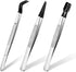 3 Pieces Tweezers with Rubber Tips PVC Coated Set Rubber Straight Flat Tip Long Bent Tweezers for Crafts Stamps Beads Jewelry Tools(Black)