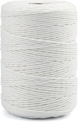 White Cotton String Butchers Cooking String Twine 2mm 656ft for Crafts, Tying Meat, Making Sausage