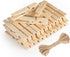Wooden Clips with String, 50Pcs 2.9Inch Large Clothes Pins, Natural Brown Photo Hanging Clip, Wooden Decoration Clips for DIY Crafts, Storage Bags, Cheer Pins, Hanging Clothes