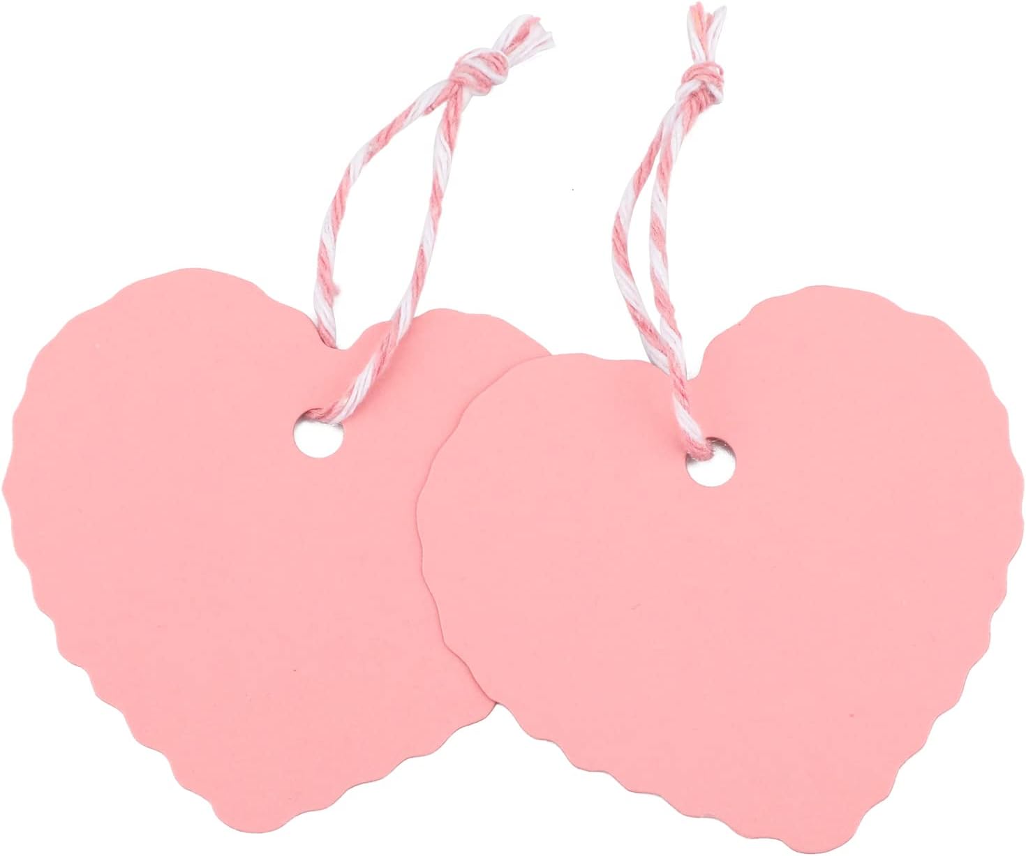100Pcs Pink Gift Tags, Heart Paper Tags with String, 2.2 x 2.4Inch Blank Mothers Day Tag, Party Favors Hangtag, Gift Wrapping Tag for Birthday, Baby Shower, Wedding