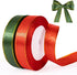 Christmas Ribbon 3/4 Inch x 50 Yards Gift Ribbon, Red and Green Polyester Satin Ribbon with Gold Edge for Holiday Present Package, Wedding Gift Wrapping, Handmade Crafts, Xmas Decoration
