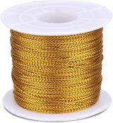 110Yards Gold Metallic String - 1MM No Stretch Decorative Braided Thread Cords for Gift Wrapping, DIY Crafts, Christmas Decor, Jewelry Making