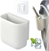 Ice Scoop Holder for Ice Machine Small Self-Adhesive Ice Scoop Holder for Ice Machine and Freezer Wall Mounted Storage Box for IceCream Scoops Keep Ice Scoops Dry and Clean Simple to Install