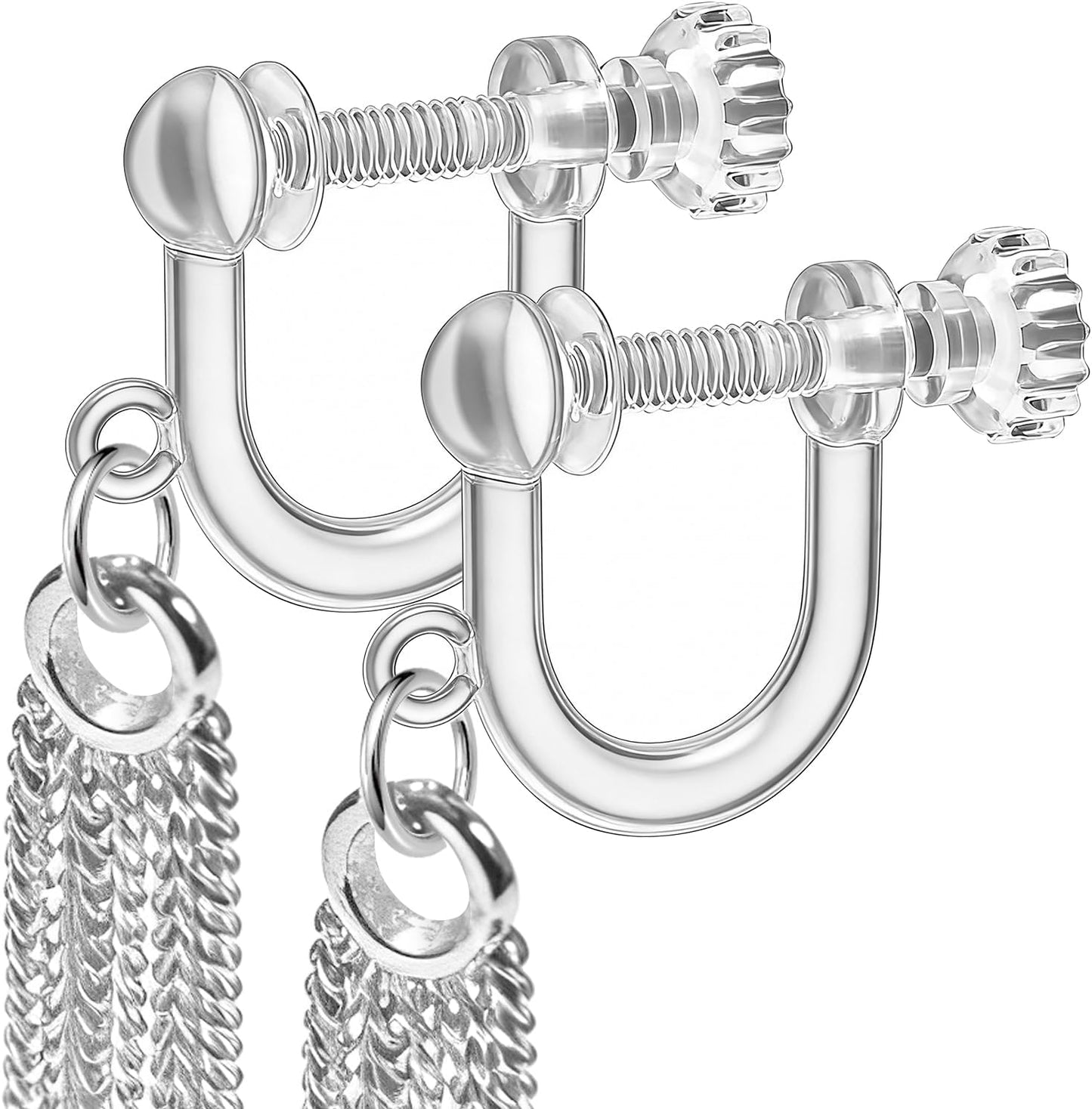40pcs Screw Back Earring Converter with Jump Rings – Convert Dangle Earrings for Non-Pierced Ears, Such as Those with Fishhook or Kidney Hook Findings, Painless & Hypoallergenic Resin U‑Type Earrings