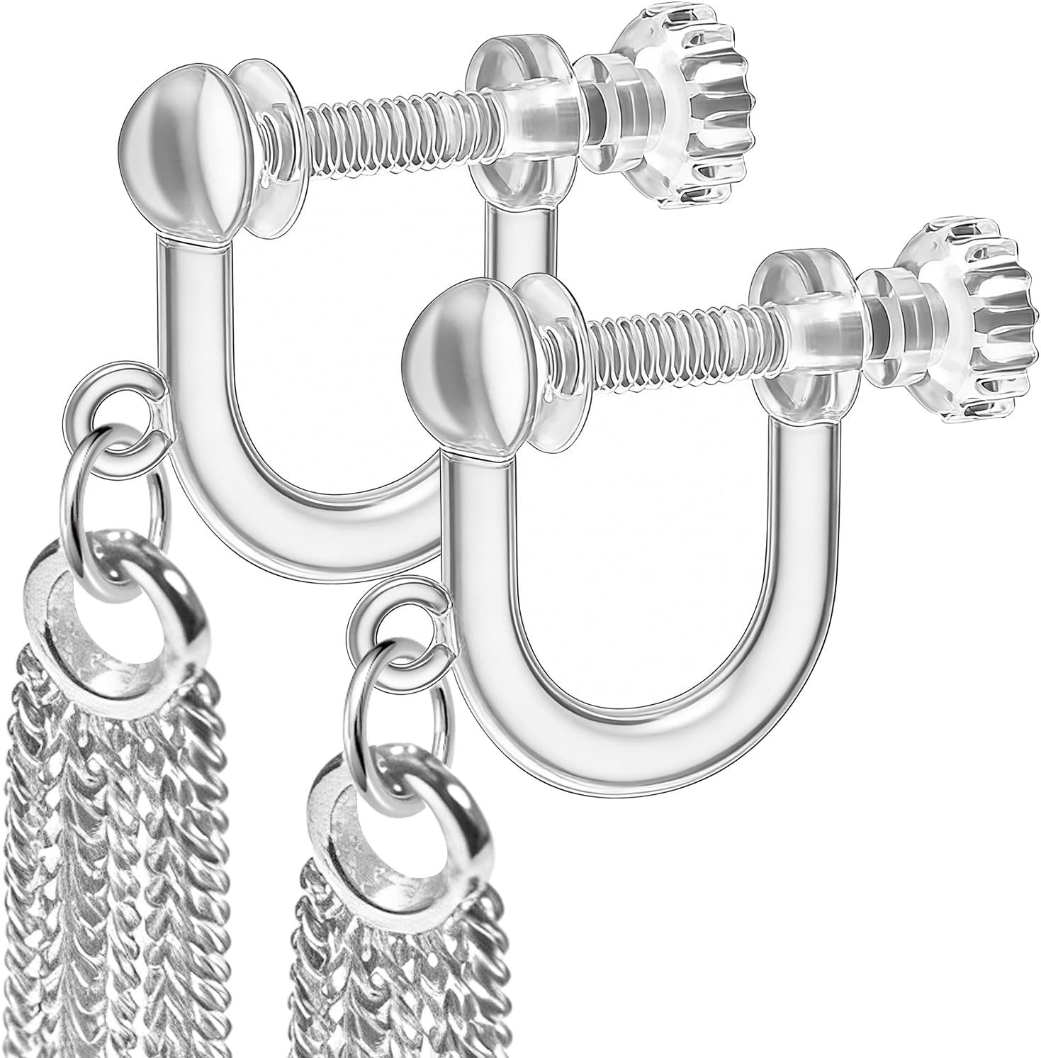 40pcs Screw Back Earring Converter with Jump Rings – Convert Dangle Earrings for Non-Pierced Ears, Such as Those with Fishhook or Kidney Hook Findings, Painless & Hypoallergenic Resin U‑Type Earrings