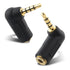 2-Pack TRRS Right Angle 3.5mm Adapter in Black (3.5mm Right Angle Adapter, 90 Degree Audio Converter)
