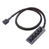 PC Case PWM Fan Hub, PC Fan Hub, 1-to-5 Way PWM Splitter with 16-Inch Cable