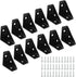 12pcs Angle Corner Shelf Bracket 38mm x 38mm, Cold Rolled Steel Corner Support, Triangular Bracket with Screws for Desk Bed Corner (Black)